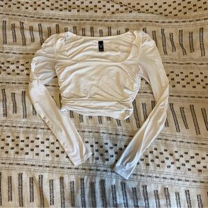 Windsor Elegant White Long Sleeve Crop Top